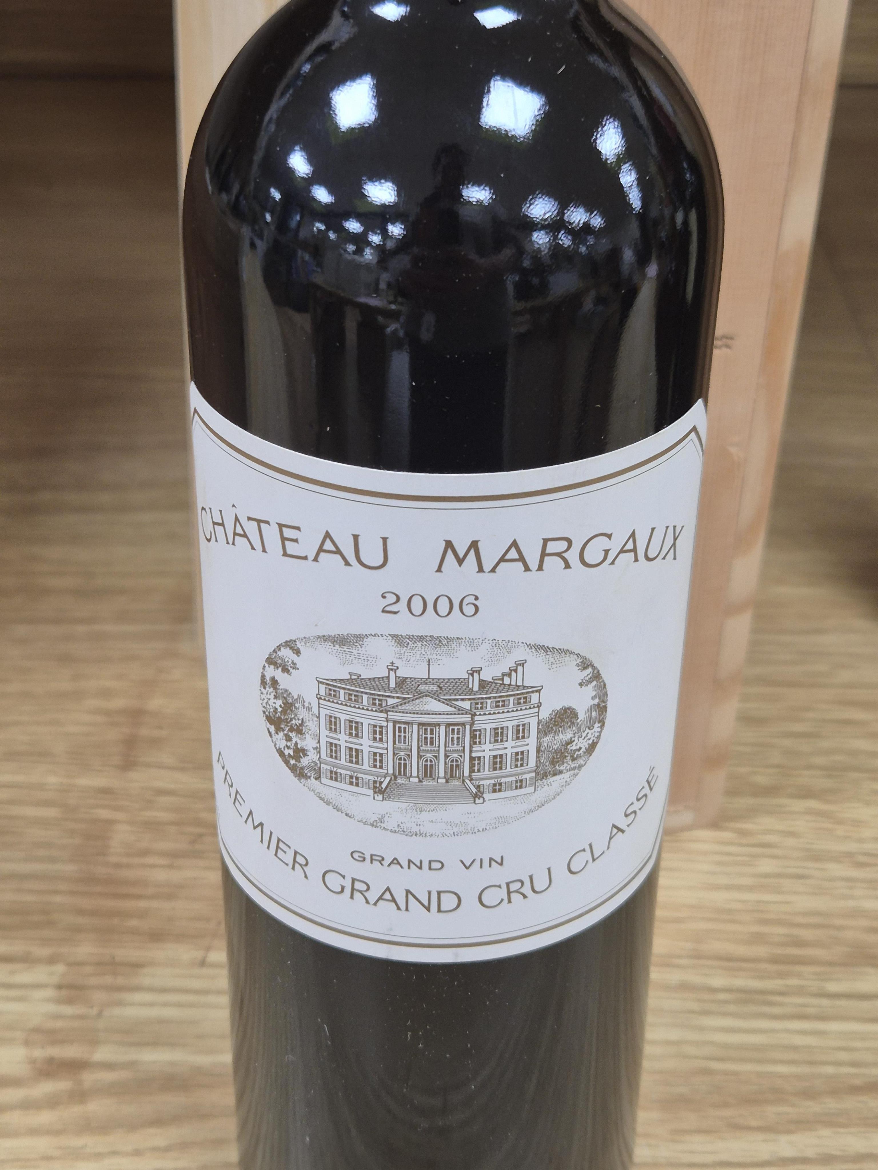 A bottle of Chateau Margaux Premier Grand Cru, 2006 and a bottle of Chateau Margaux Pavillion Rouge, 2005, latter cased
